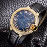 V6 Factory Ballon Bleu De Cartier Blue Dial All Gold Diamond Case Automatic Couple Watch